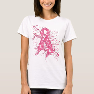T-shirt Cancer du sein Pink Floral Ribbon Swirl