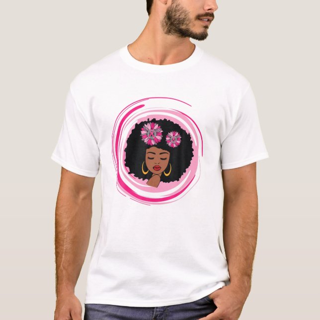 T-shirt Cancer du sein rose Noir Africain Noir Américain S (Devant)