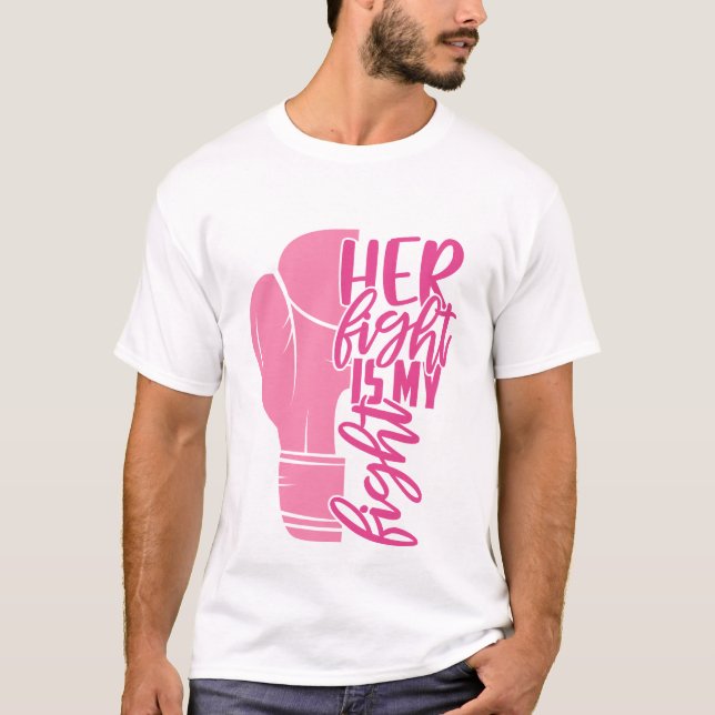 T-shirt Cancer du sein Sa lutte est mon combat rose ruban (Devant)