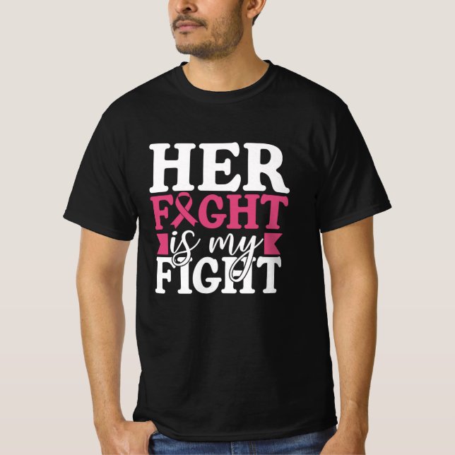 T-shirt Cancer du sein Son combat est mon combat (Devant)