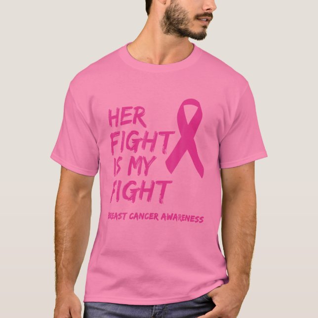 T-shirt Cancer du sein Son combat est mon combat Pink Ribb (Devant)