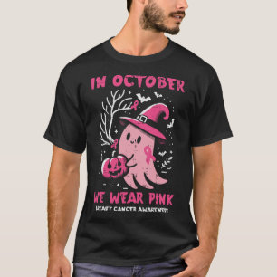 T-shirt Cancer du sein sorcière fantôme Octobre Pink Aware