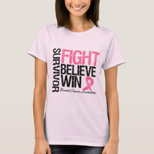 T-shirt Cancer du sein Survivant combat croire Win Motto
