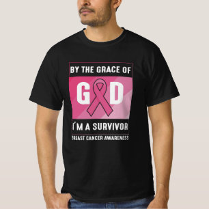 T-shirt Cancer du sein Survivant Par la grâce chrétienne d