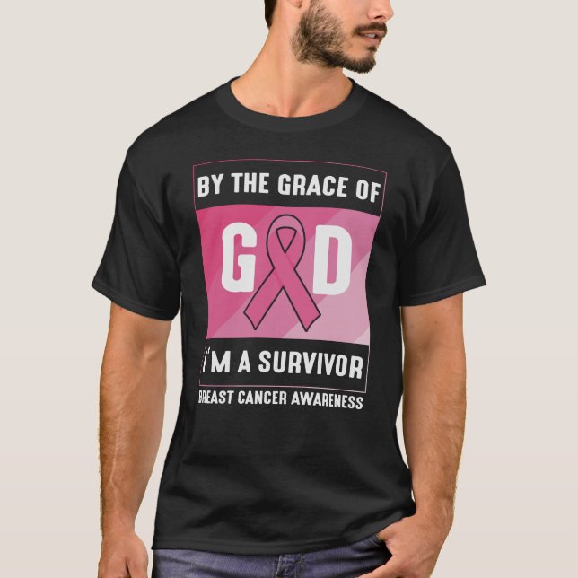 T-shirt Cancer du sein Survivant Par la grâce chrétienne d (Devant)