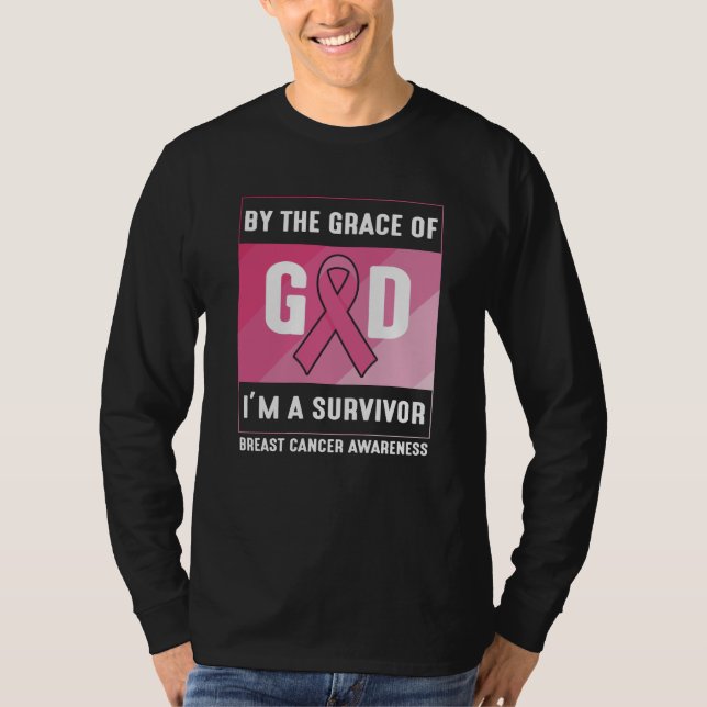 T-shirt Cancer du sein Survivant Par la grâce chrétienne d (Devant)