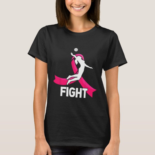 T-shirt Cancer du sein Volleyball Pink Ribbon Sensibilisat (Devant)