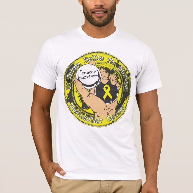 T-shirt Cancer du testicule il prend des boules pour (Devant)