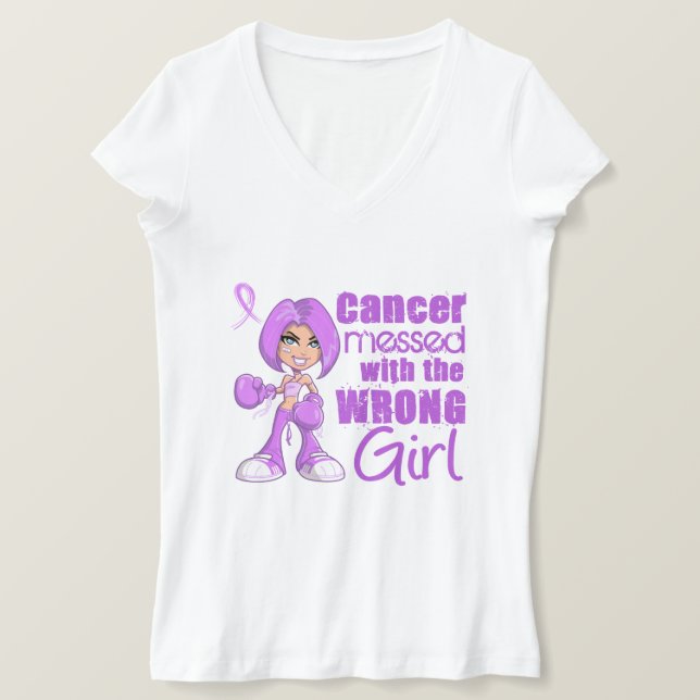 T-shirt Cancer Général Messagé Avec Une Fille Mauvaise (Design devant)