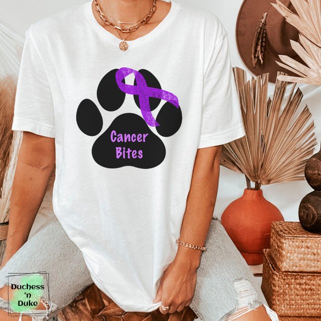 T-shirt Cancer mord Chien Paw Purple Ribbon Pancréatique (Créateur téléchargé)