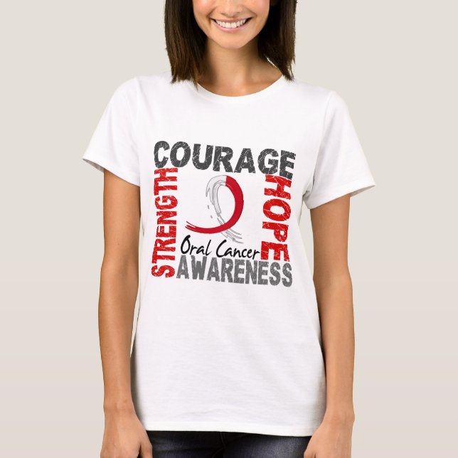 T-shirt Cancer oral d'espoir de courage de force (Devant)