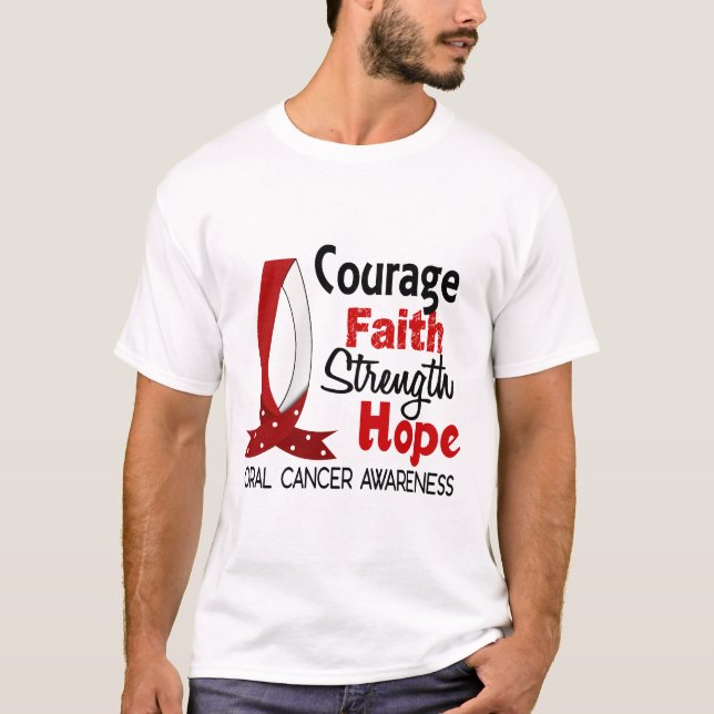 T-shirt Cancer oral d'espoir de force de foi de courage (Devant)