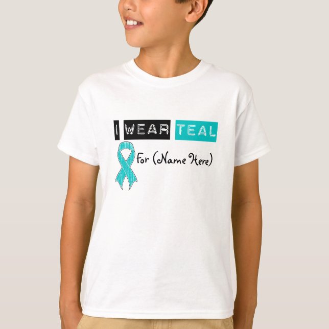 T-shirt Cancer ovarien de ruban turquoise d'usage de la (Devant)