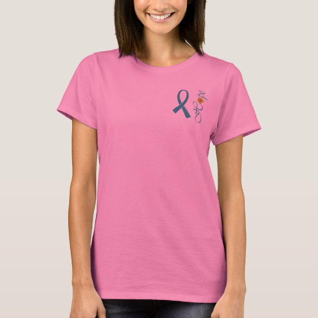 T-shirt Cancer ovarien d'espoir turquoise de ruban (Devant)
