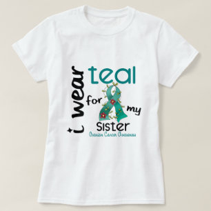 T-shirt Cancer ovarien JE PORTE TEAL POUR MA SOEUR 43