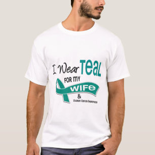 T-shirt Cancer ovarien JE PORTE TEAL POUR MON ÉPOUSE 42