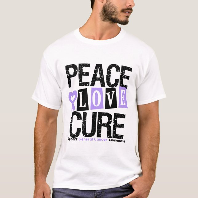 T-shirt Cancer Peace Love Cure (Devant)
