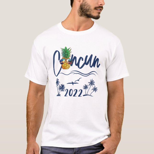 T-shirt Cancun 2022 Mexique Ananas Lunettes de soleil vaca (Devant)