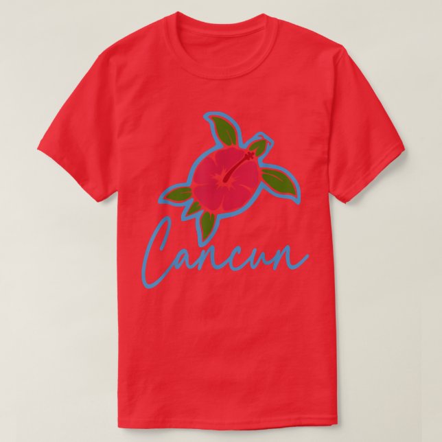 T-shirt Cancun 2022 Tortue de mer Fleurs tropicales vacanc (Design devant)