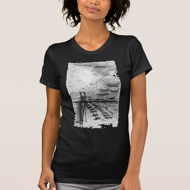 T-shirt Cancun Beach noir et blanc nuageux (Devant)
