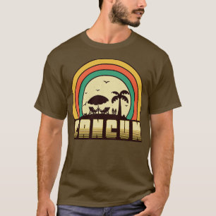 T-shirt Cancun Beach Vintage Retro Style coucher de soleil