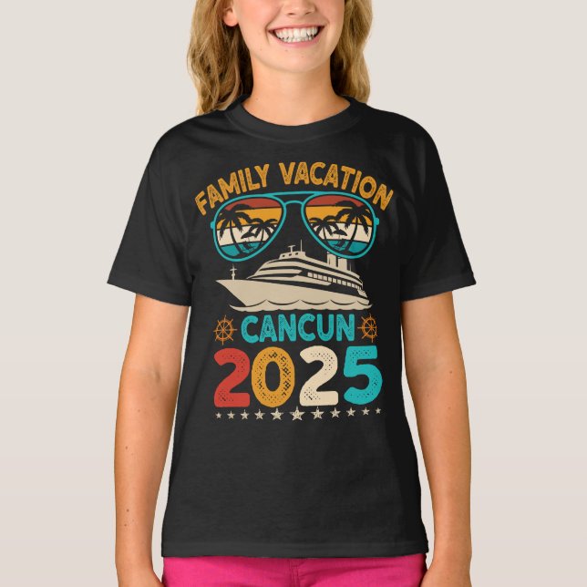 T-shirt Cancun Family Vacation 2025 Lunettes de soleil Ret (Devant)