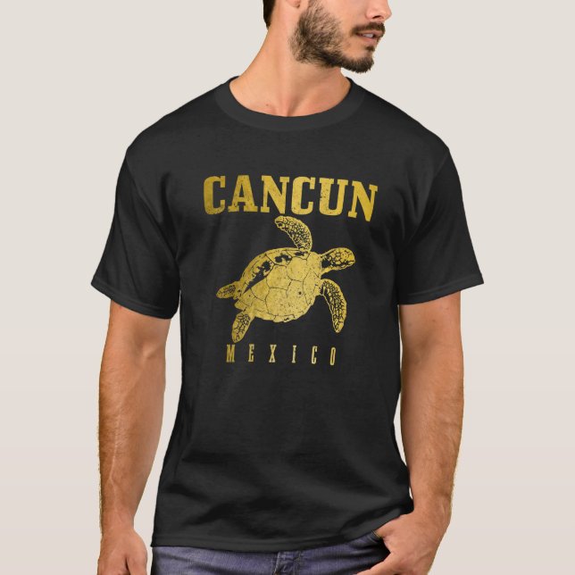 T-shirt Cancun Mexico Sea Turtle Beach Scuba Diving Diver  (Devant)