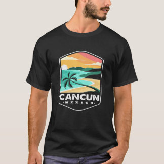 T-shirt Cancun Mexique Coucher de soleil Palm Souvenir Fam