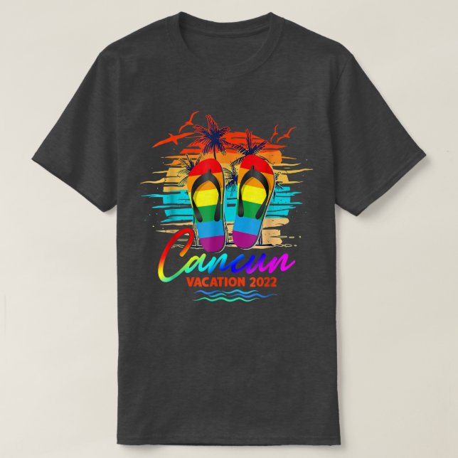 T-shirt Cancun Mexique Vacances 2022 Flip Flop LGBT Été  (Design devant)
