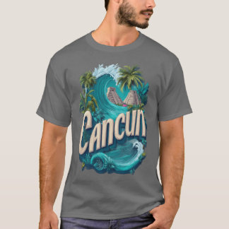 T-shirt Cancun Plage caraïbe design pyramide maya ami