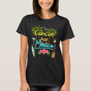 T-shirt Cancun Plage Mexico Summer Palm Surf Sun Set Palm