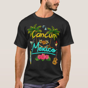 T-shirt Cancun Plage Mexico Summer Palm Surf Sun Set Palm