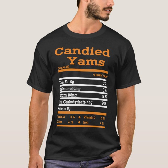 T-shirt Candied Yam Nutrition Fact  Thanksgiving Christmas (Devant)