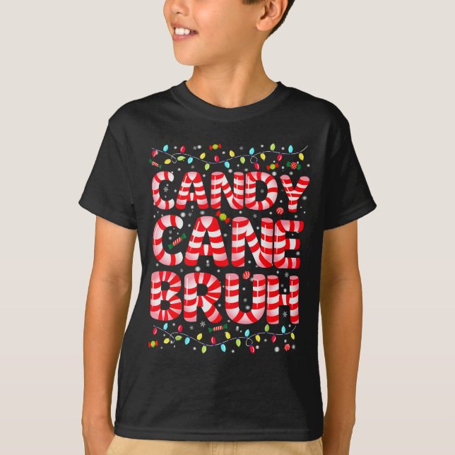 T-shirt Candy Cane Bruh Tree Light Pjs Noël Xmas Hommes  (Devant)