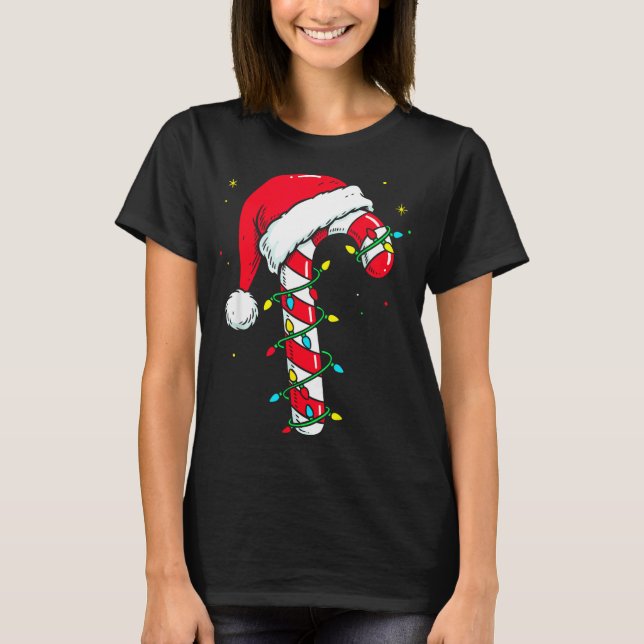 T-shirt Candy Cane Christmas Shirt Santa Hat Family Matchi (Devant)
