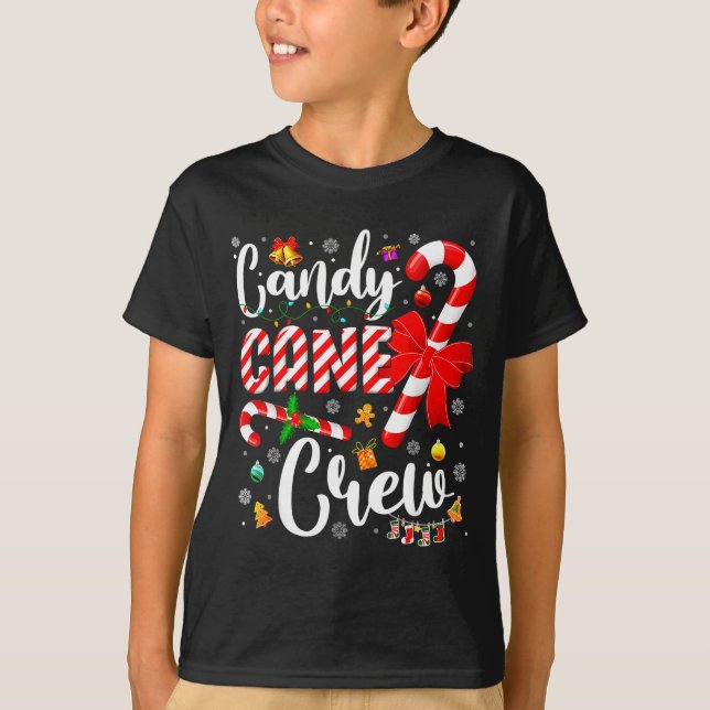 T-shirt Candy Cane Crew Christmas Xmas Love Candy Boys Gir (Devant)