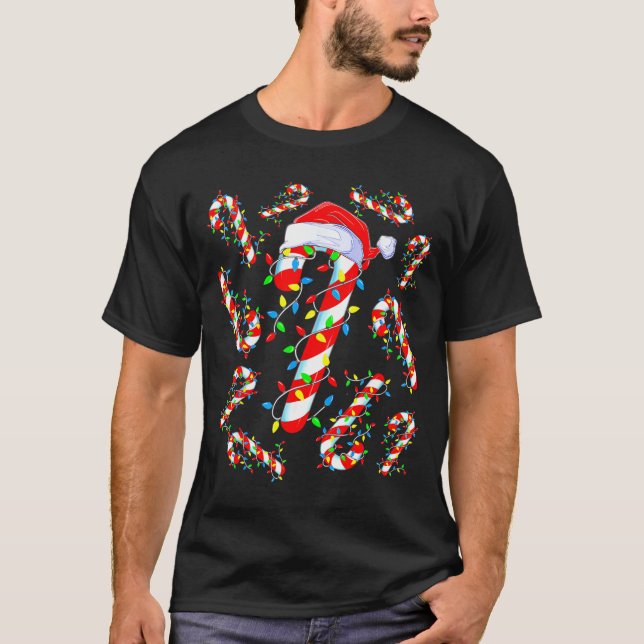 T-shirt Candy Cane Crew Red And White Santa Funny Christma (Devant)
