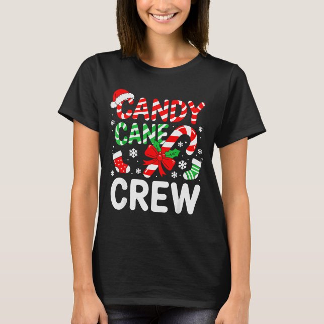 T-shirt Candy Cane Crew Shirt Adult Men Women Kids Christm (Devant)