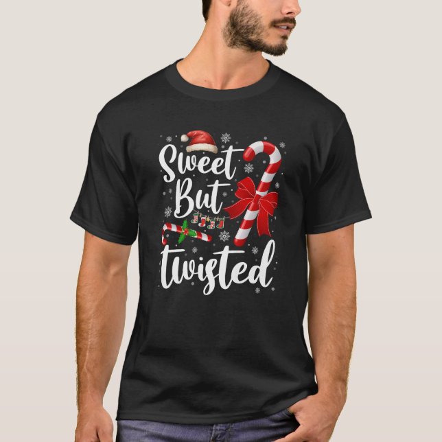 T-shirt Candy Cane Lovers Christmas Sweet But Twisted Xmas (Devant)