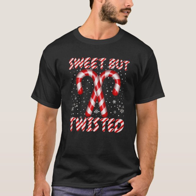 T-shirt Candy Cane Sweet But Twisted Funny Christmas Xmas  (Devant)