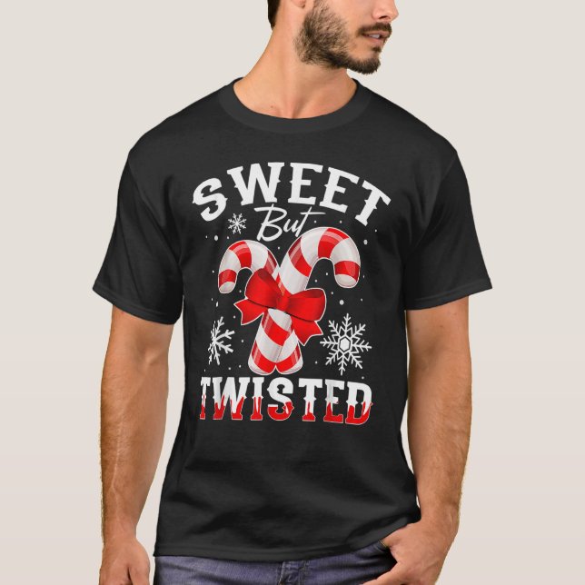 T-shirt Candy Cane Sweet But Twisted Funny Merry Christmas (Devant)