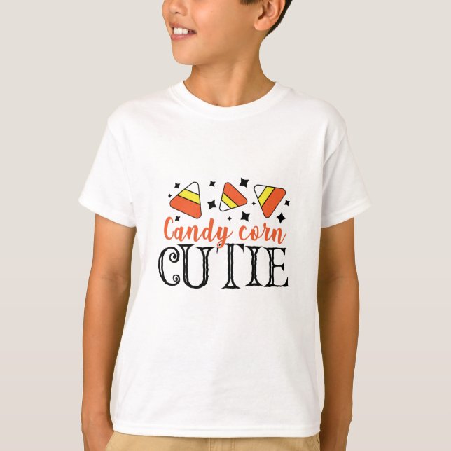 T-shirt Candy Corn Cutie Halloween Tricoter Ou Traiter (Devant)