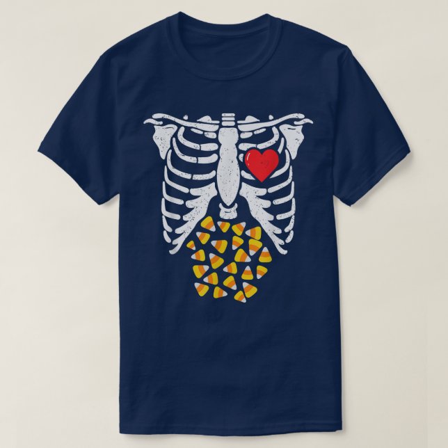 T-shirt Candy Corn Skeleton Grossesse XRay Halloween Costu (Design devant)