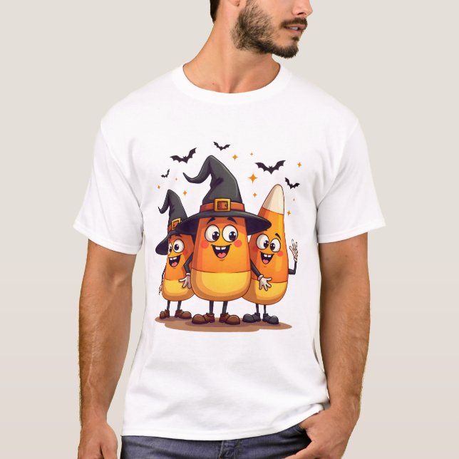 T-shirt Candy Corn Trio � Funny Halloween Characters (Devant)