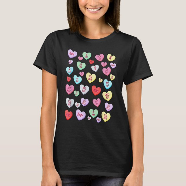 T-shirt Candy Heart Love Valentine's Day Boys Girls Kids (Devant)