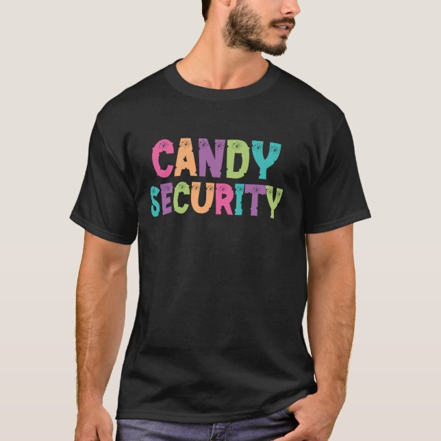 T-shirt Candy Security Funny Halloween Party Costume garço (Devant)
