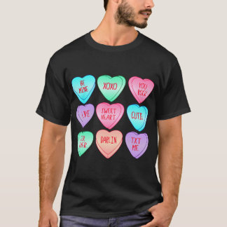 T-shirt Candy Sweet Heart Love Valentines Day Chemise Femm