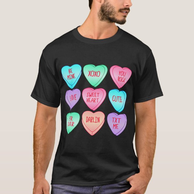 T-shirt Candy Sweet Heart Love Valentines Day Chemise Femm (Devant)