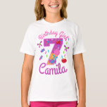 T-shirt Candyland Birthday Girl Septième lollipop<br><div class="desc">Célébrez l'anniversaire avec ce t-shirt spécial,  design spécial et personnalisé</div>