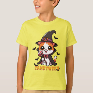 T-shirt candyween - chatte sorcière halloween